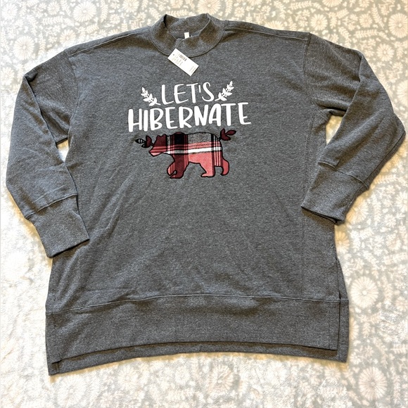 ✨HP x2 NWT Maurices “Let’s Hibernate” Grey Sweater Size Large New - Picture 2 of 8